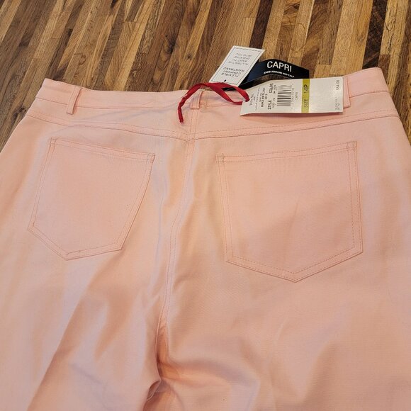 Ruby Rd. Make Me Blush Pink Capri Pants with Shell Button Accents - Picture 4 of 10